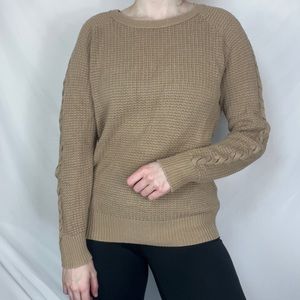 Light brown cable knitted sleeve comfy long sleeve sweater by Studio Works